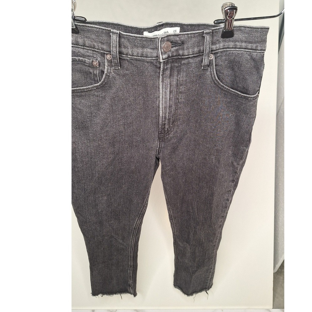 Abercrombie & Fitch The Skinny High Rise Jeans Washed Black Raw Hem 26 2s Womens - Picture 3 of 7